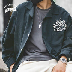 Chemises brodées Maden pour homme, style streetwear rétro bowling, logo, coupe décontractée, en tissu doux et uni. 