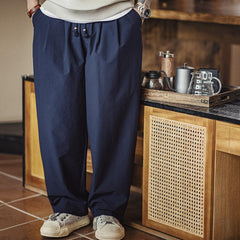 MADEN American Casual Waist Tie Seersucker Japanese Lantern Pants Men Loose Wide Leg Breathable Scimitar Pants Spring Summer