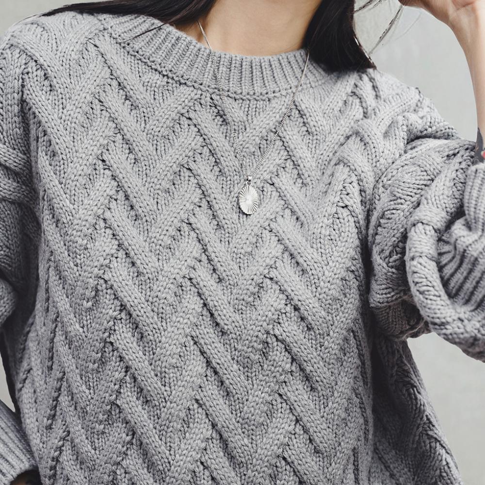 MADEN Damen Zopfstrick Pullover