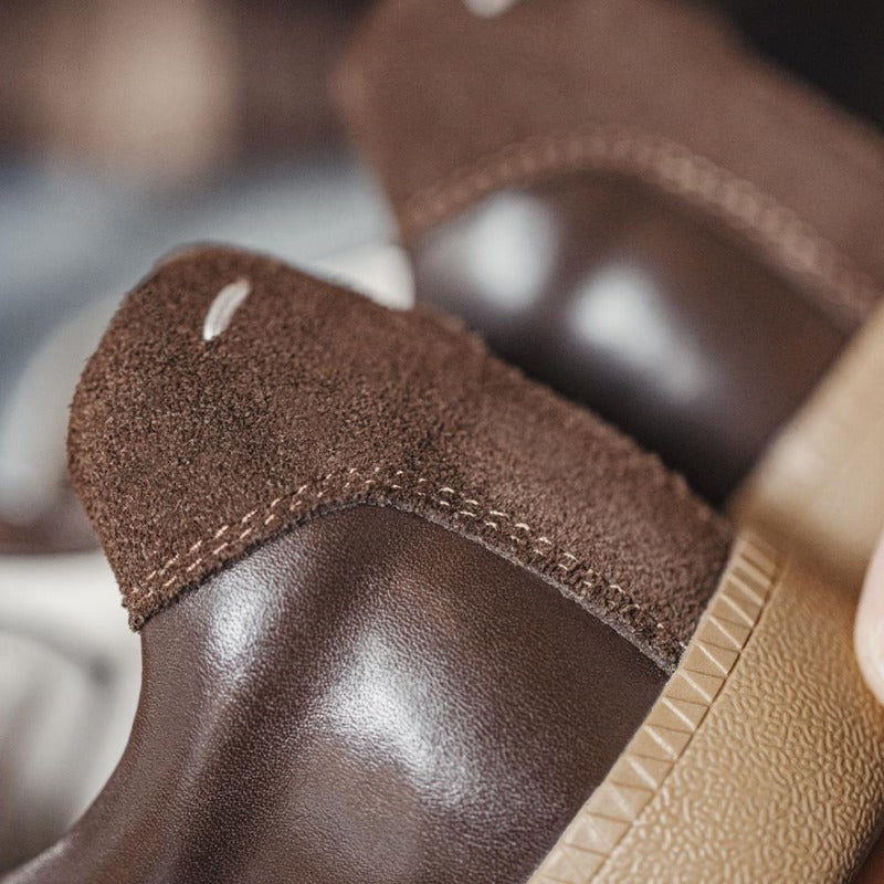 MADEN Retro Braune Wildleder Schuhe mit klobiger Sohle