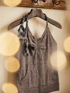 MADEN Women's Zip-Front Sleeveless Ribbed Cotton Tank Top thumbnail