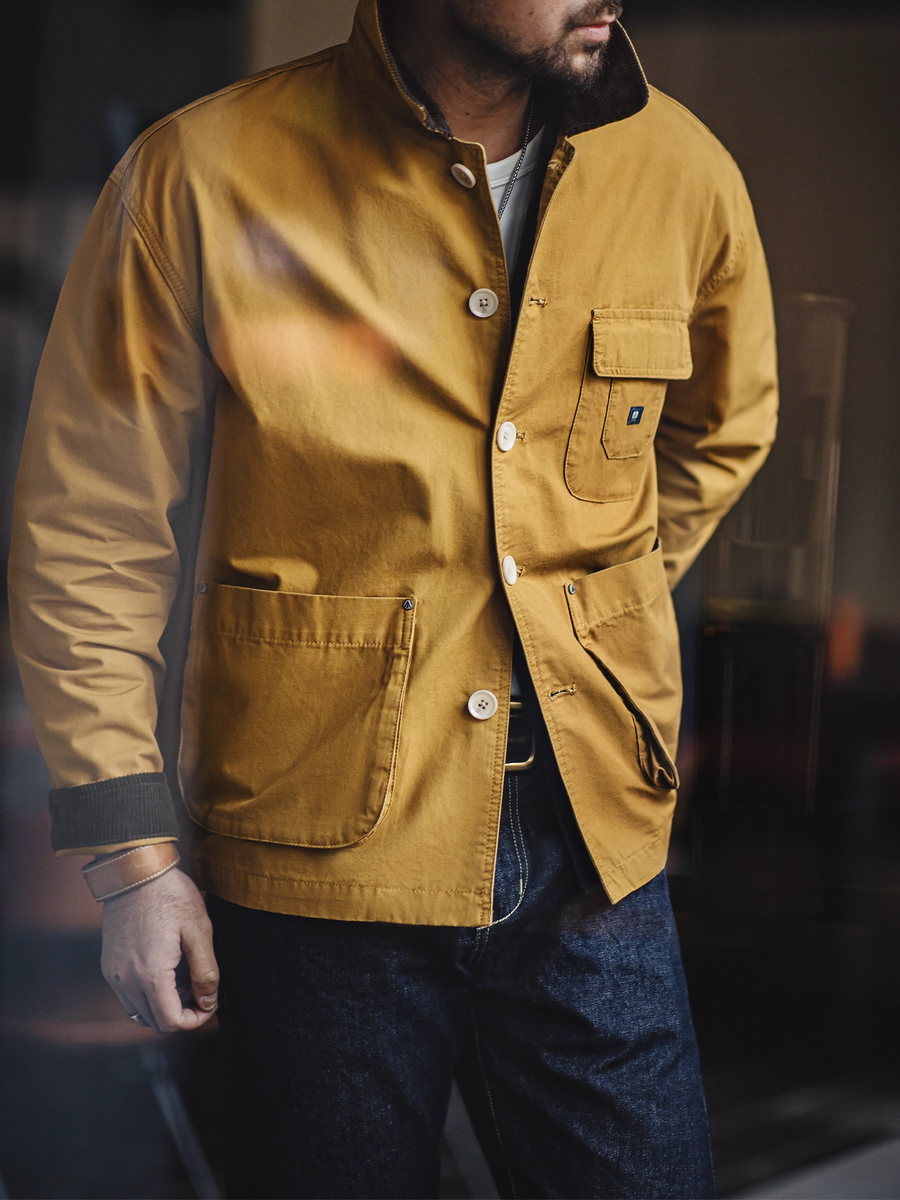 MADEN Corduroy Collar Safari Jacket with Big Pockets