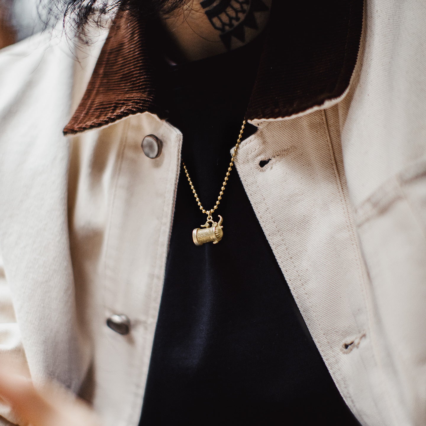 MADEN Brass Handle Kettle Pendant Necklace