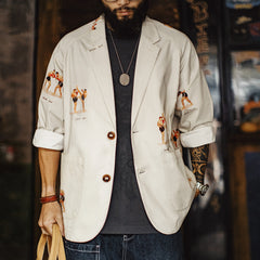MADEN Fighter Prints Casual Blazer-Hemd