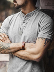 MADEN Men's Quick-Dry Moisture-Wicking Short-Sleeve Henley Shirt