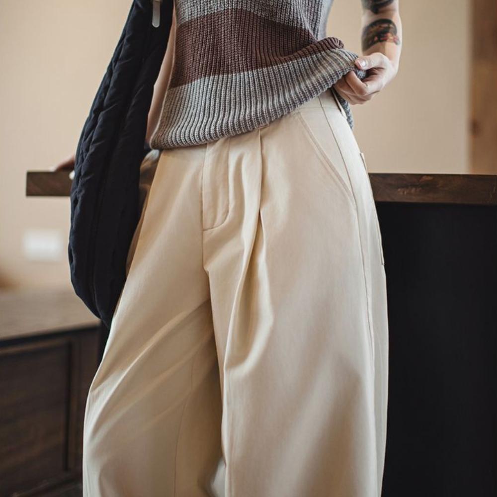 Maden Women's Linen Wide-leg Pants Casual Chic Summer