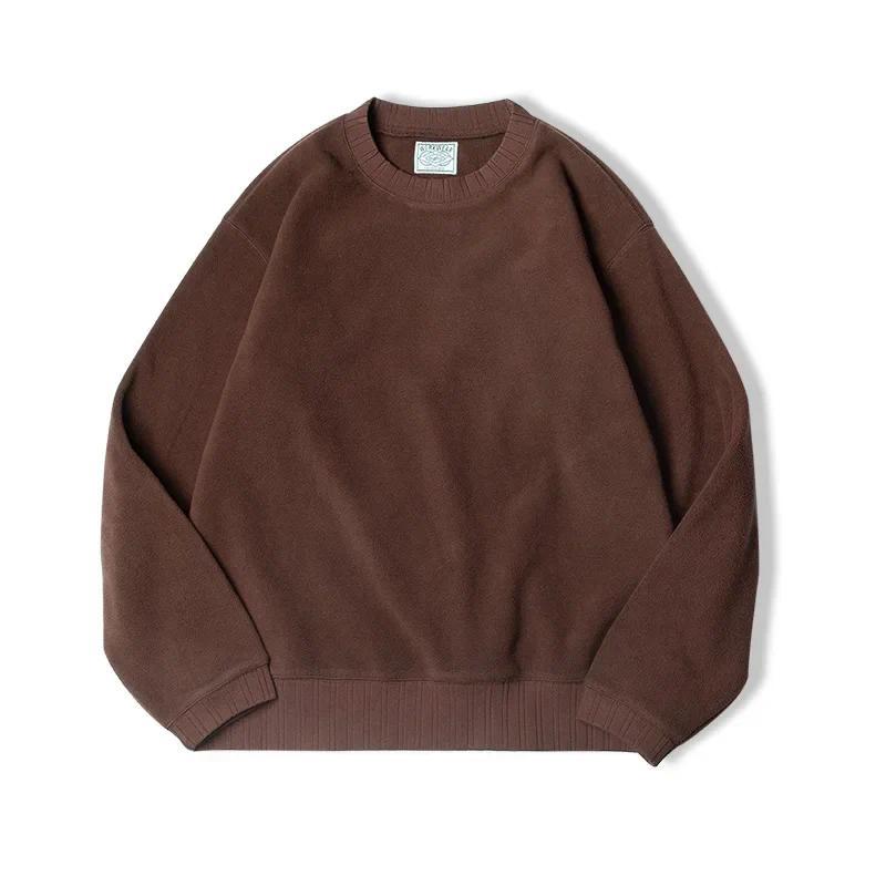 MADEN Retro O-Neck Fleece Sweatshirt – Oversize Pullover Streetwear Thickened