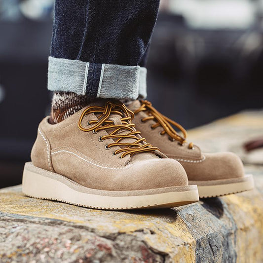 MADEN Herren Sandfarbene Low-Top Canvas-Arbeitsschuhe