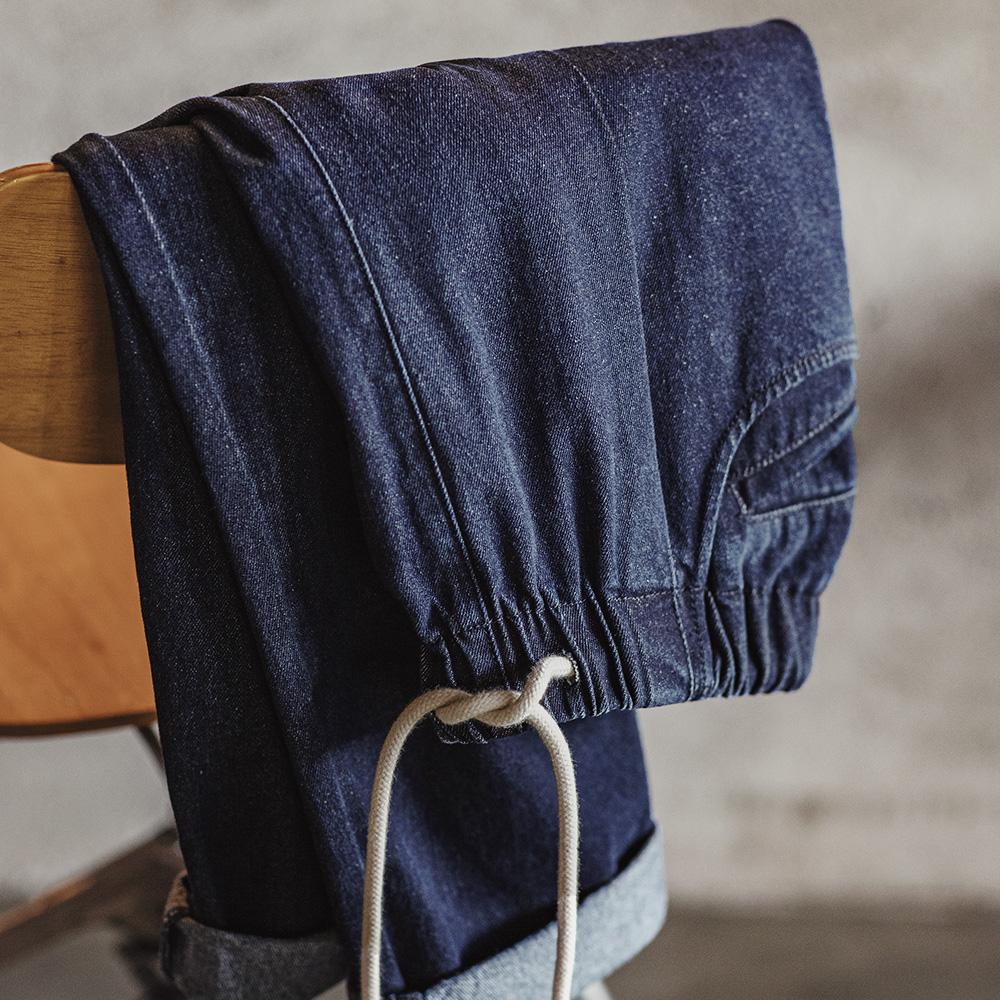 MADEN Elastische Jeans-Jogginghose mit Kordelzug