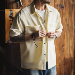 MADEN Herren Atmungsaktives, knitterfreies Baumwoll-Casual-Hemd