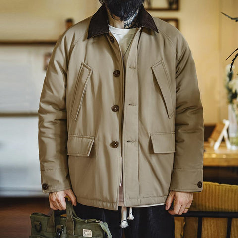 Maden Retro Jacket - Color-Block Corduroy Winter Coat