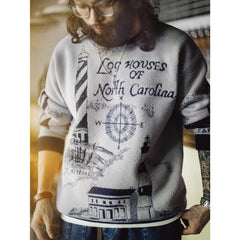 MADEN Leuchtturm Strickpullover - Lockerer Schwerer Pullover Grau