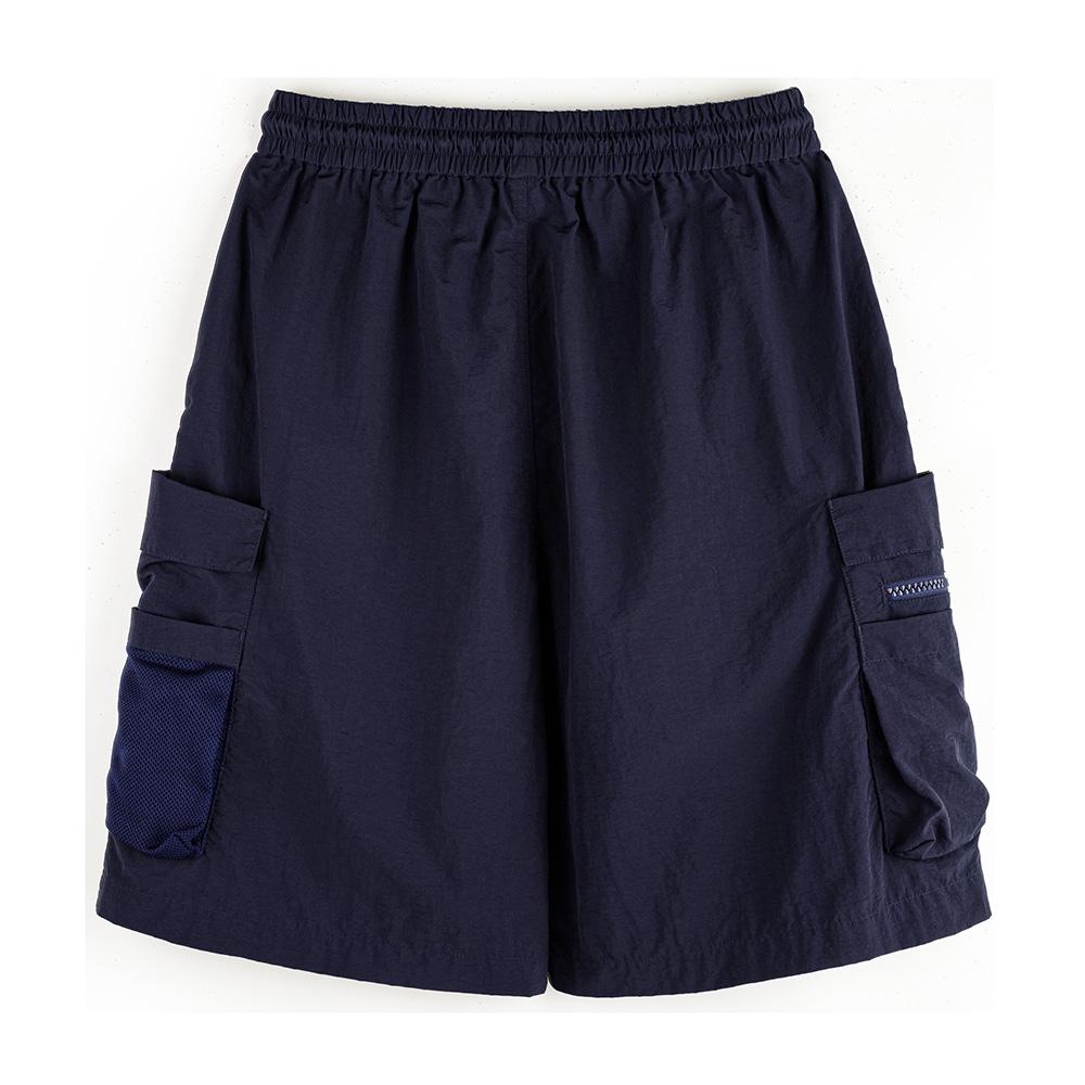 MADEN Techwear Cargo-Shorts für Herren, schnelltrocknend, Oversize, viele Taschen, Kordelzug, Outdoor-Funktion, Marineblau 