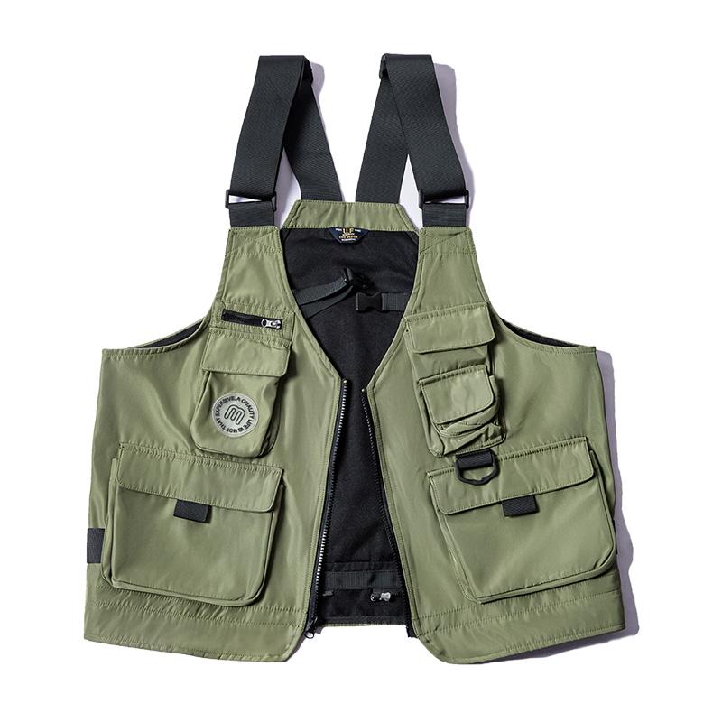 Chaleco táctico para hombre Maden con múltiples bolsillos, chaqueta bolsa retro multifuncional para fotografía, chaleco de cintura con correa ancha para el hombro, bolsa sólida
