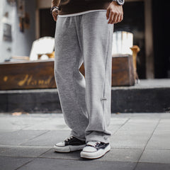 Pantalones de forro polar gris para hombre MADEN – Pantalones de invierno gruesos de pierna recta con cordón ajustable