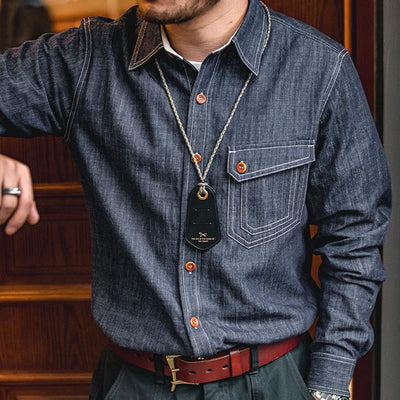 MADEN Men's Denim CPO Shirts