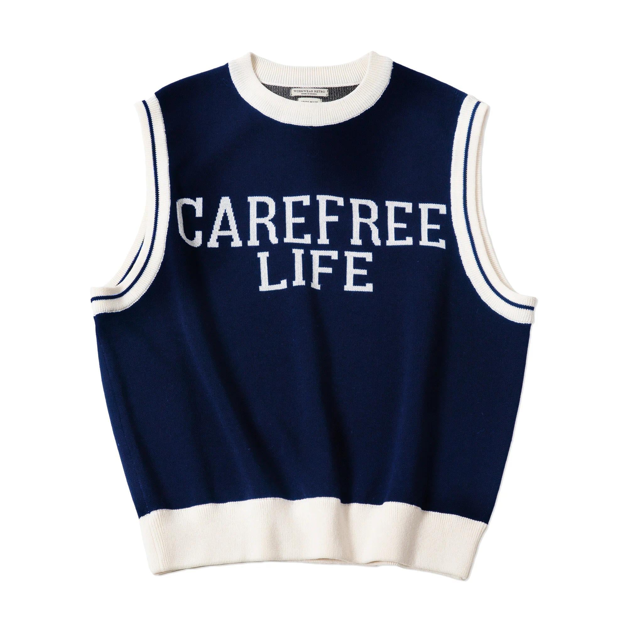 MADEN Unisex College Style Lässige Strickweste Ärmellos Schwarz Rundhals Stretch-Pullover Weste für Frühling und Herbst 