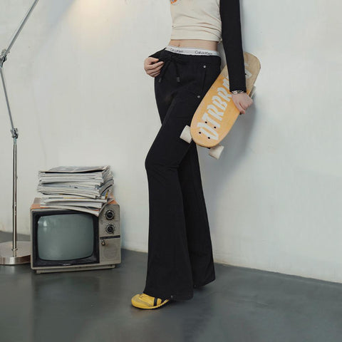 MADEN Women's Flared Pants Casual Slim-fit Curves Stretch Yoga Sweatpants Cozy Relaxed Drape Comfort Style Trousers for Dailywear