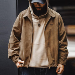 MADEN Herren Cord Harrington Jacke mit Stehkragen