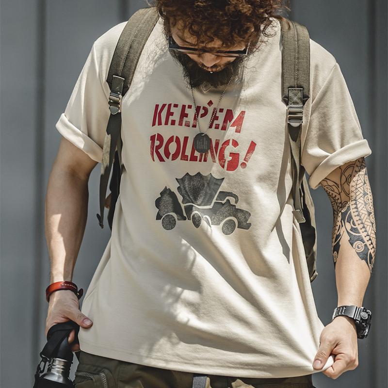 Áo thun cotton nặng in chữ graffiti MADEN