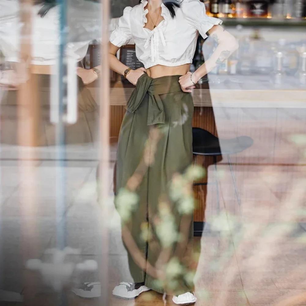 Maden Retro Series High Waist Wide-Leg Casual Pants