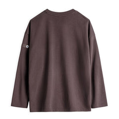 MADEN Geripptes V-Ausschnitt Langarm-T-Shirt