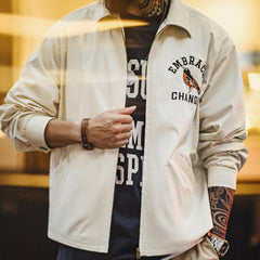 MADEN MADEN Motmot Vogel bestickte lockere Coach-Jacke