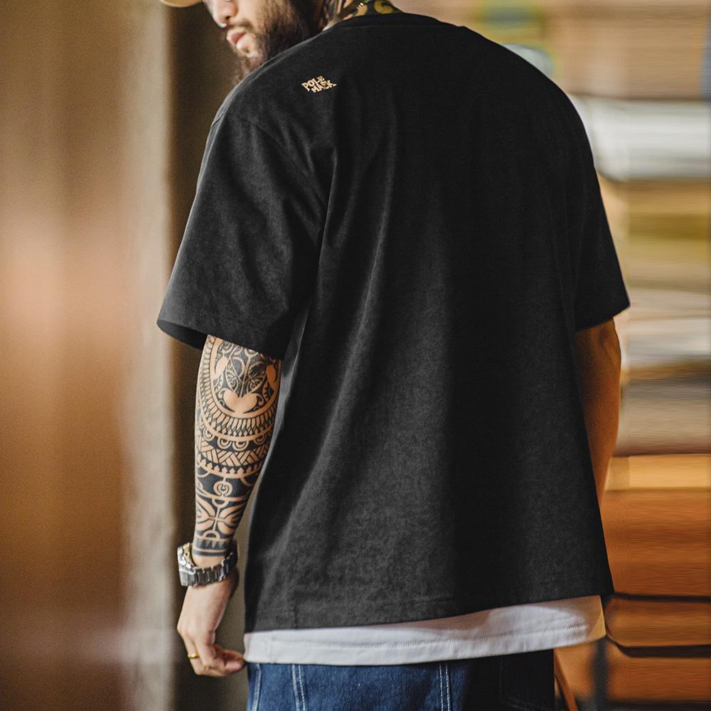 Camiseta MADEN Thunderbird con Estampado de Bordado para Hombre Algodón de Calidad Manga Corta Estilo Retro Verano Nuevo 2025