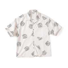 Camisas Retro de Lino para Hombre MADEN Camisas Holgadas de Manga Corta Estampadas 100% Algodón Ropa de Verano para Hombre