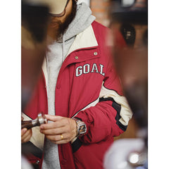 Chaqueta de carreras a bloques de color para hombre MADEN NCAA