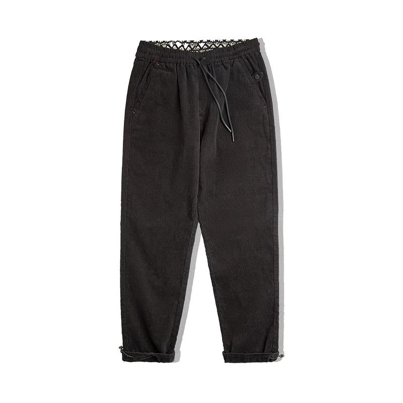 MADEN Men's Elastic Waist Corduroy Straight-Leg Trousers