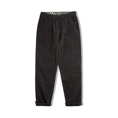 MADEN Men's Elastic Waist Corduroy Straight-Leg Trousers