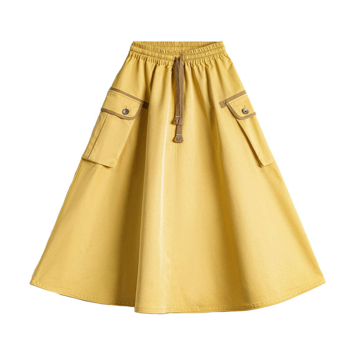 MADEN Yellow A-Line Maxi Skirt Drawstring