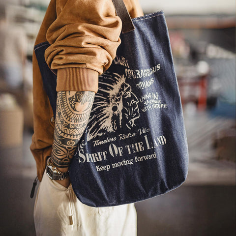 MADEN Retro Denim Tote Bag