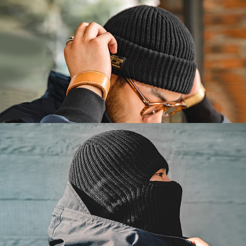 MADEN Schwerer Rippenstrick Balaclava Beanie Mütze