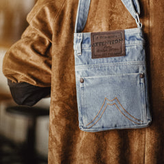 MADEN Gewaschene Denim Umhängetasche für Pendler
