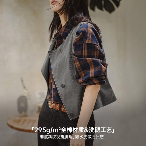 MADEN Damenweste in Grau im Deconstructed-Stil 