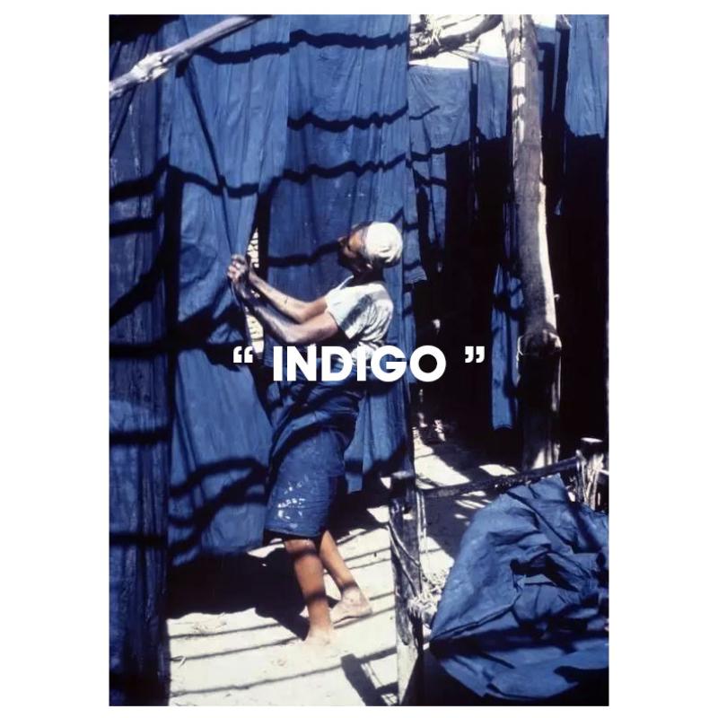 MADEN ヴィンテージ 藍染め 綿の半袖シャツ