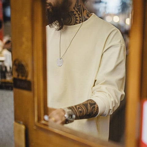 Maden Retro Printed Long-Sleeve T-shirt Relaxed-fit Casual Tee for Men Base Layer Round Neck Comfortable Menswear Brand Original Design