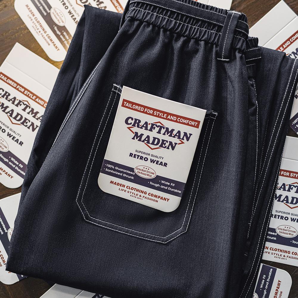 MADEN Herren Locker sitzende Kordelzug-Hose mit geradem Bein