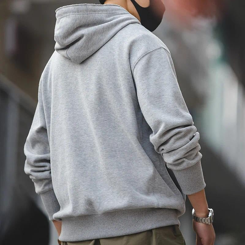 Sudaderas con capucha grises retro MADEN para hombre, sudadera básica de color sólido, sudadera con capucha holgada casual, suéter de otoño