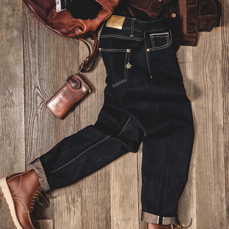 Quần jeans selvedge thêu vàng – denim raw 13oz MADEN