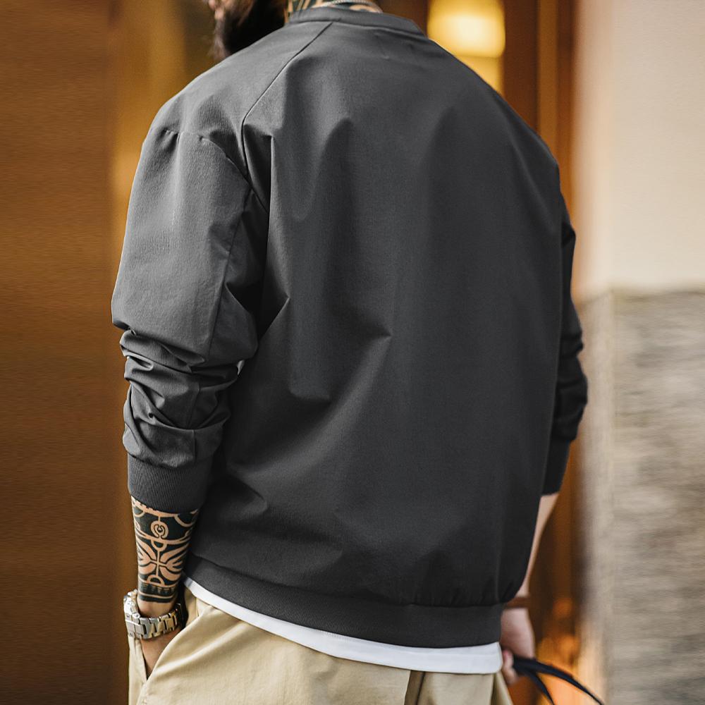MADEN Outdoor Utility Sweatshirt Men | Long Sleeve Crewneck Retro Pullover with Dropped Shoulder Woven Technical Fabric #gorpcore