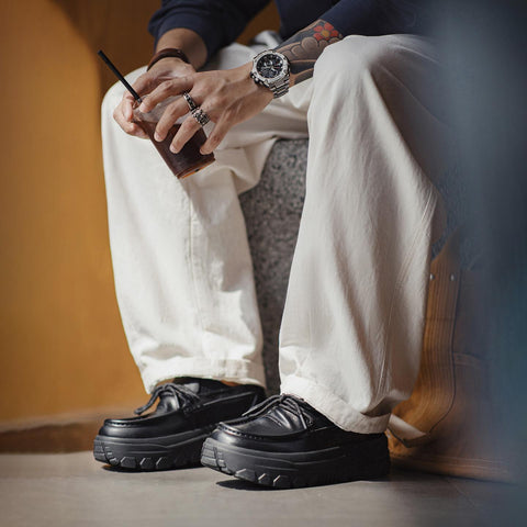 MADEN Men’s Black Kangaroo Dress Shoes