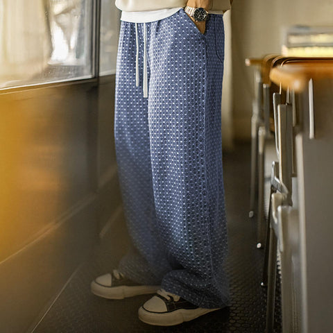 MADEN Jacquard Denim Jeans for Men Loose-fit Baggy Straight Leg 340Gsm Wahed Denim Pants Trending Comfortable Breathable Cansual Trousers