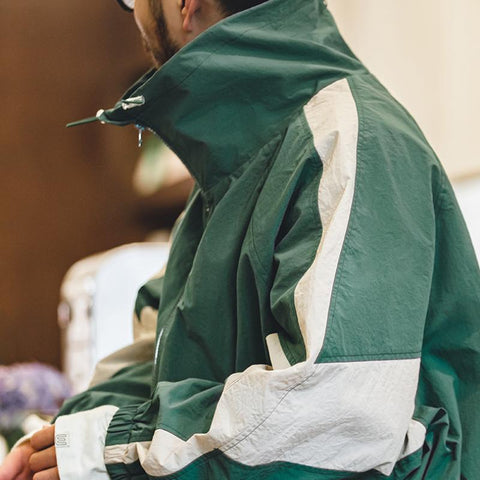 MADEN カラーブロック ジャケット – ゆったりした着心地の普段着用街着、取り外し可能なファスナー付き