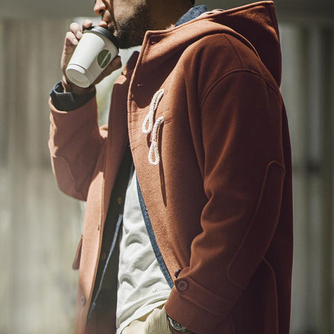 Maden Kapuzenmantel mit Dufflecoat, Unisex, warme Duffle-Jacke 