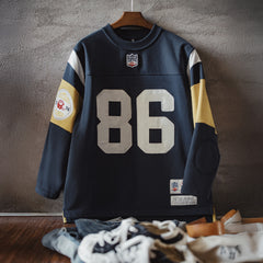 MADEN Damen-Rugby-Sweatshirt mit Stickerei 