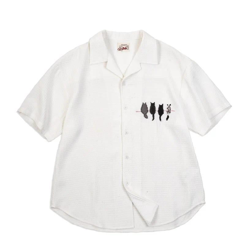 Maden Damen Kurzarm Shirt - Freizeit Vintage Stickerei