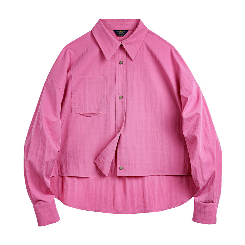 MADEN Damen Vintage Rosa Oversize Hemd